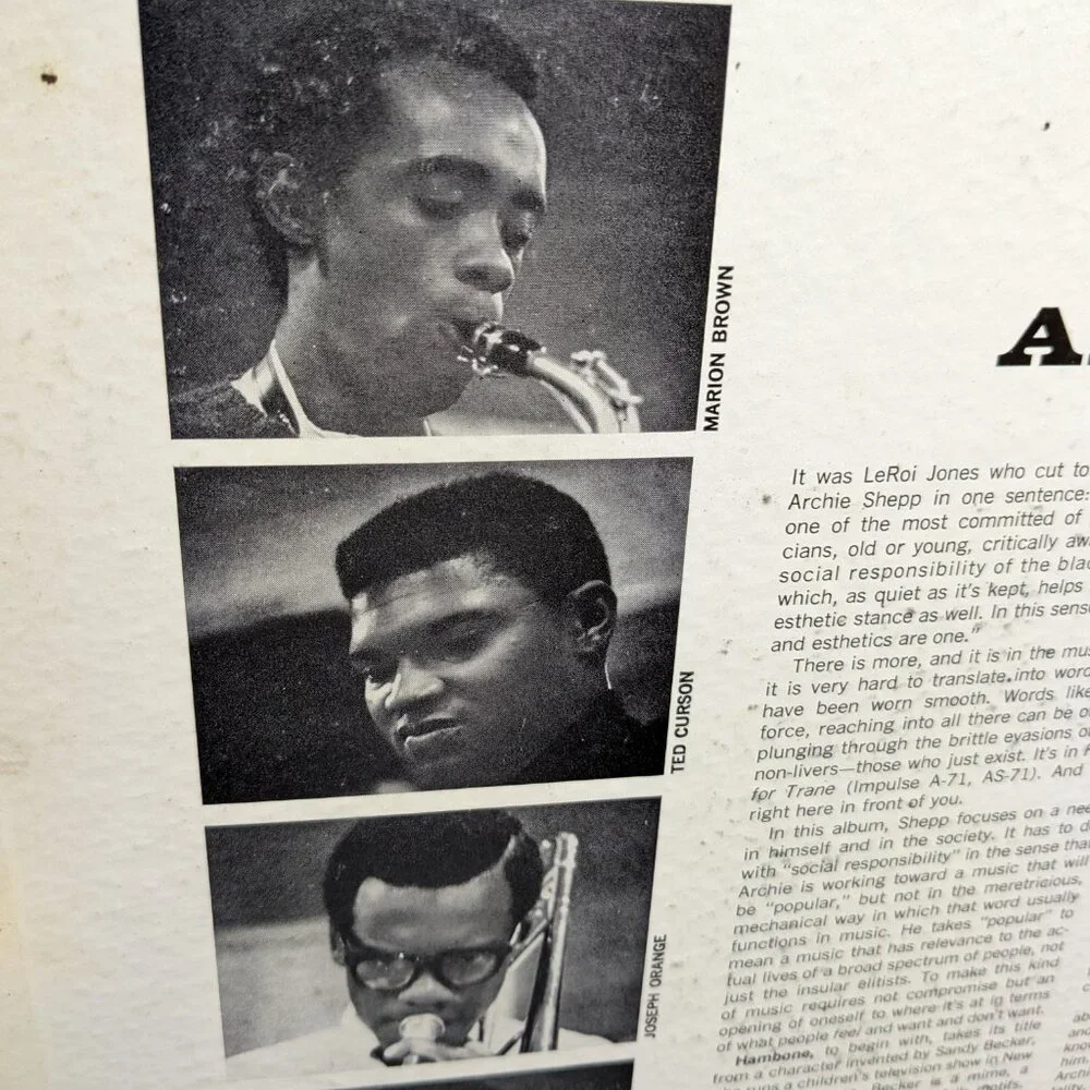 ARCHIE SHEPP - FIRE MUSIC (1965 OG MONO) & MARION BROW VG+ - Picture 7 of 16